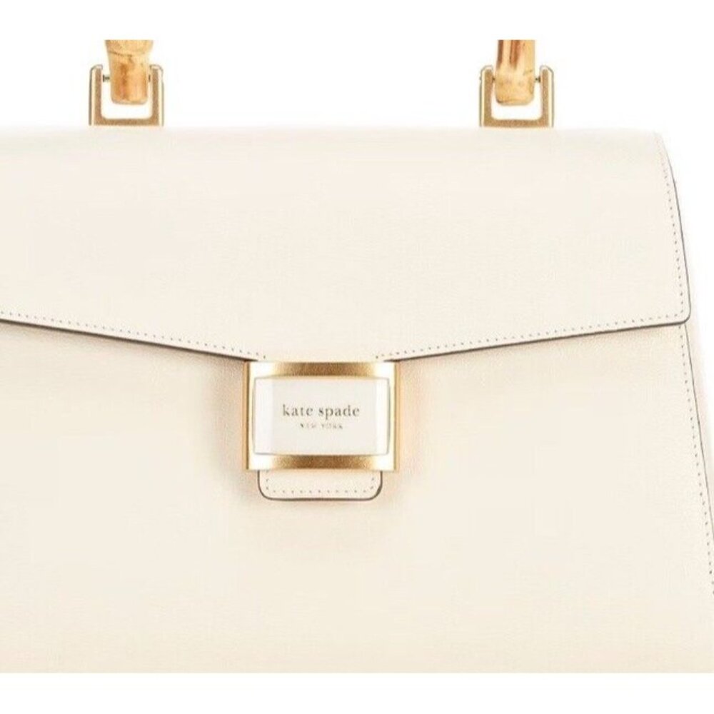 kate spade New York Katy Textured Leather Bamboo Medium Top Handle Satch… - Picture 6 of 11